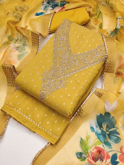 TAVAS Floral
                        Embroidered Cotton Blend Unstitched Dress
                        Material