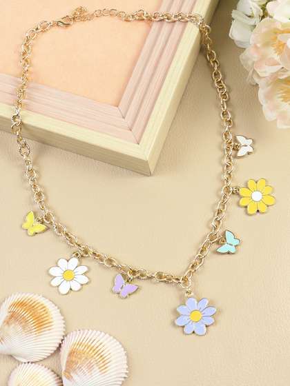 Asthetika Kids Girls
                    Floral Butterfly Charm Minimal Necklace