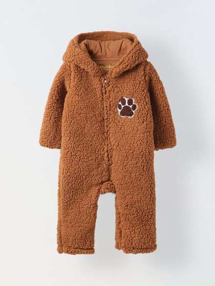 SPUNKIES Kids Brown
                    Sherpa Bear Romper With Ear