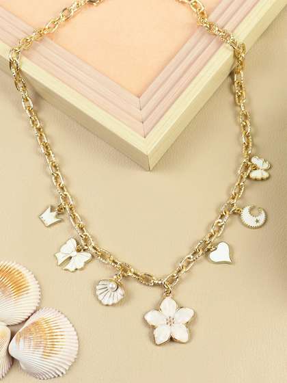 Asthetika Kids Girls
                    Floral Butterfly Charm Minimal Necklace