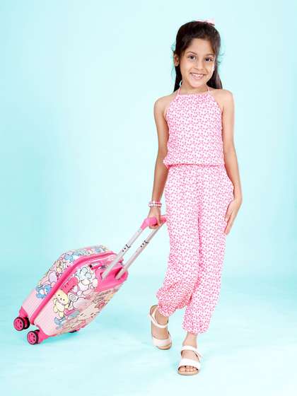 KiddoPanti Girls Halter
                    Neck Printed Culotte Jumpsuit