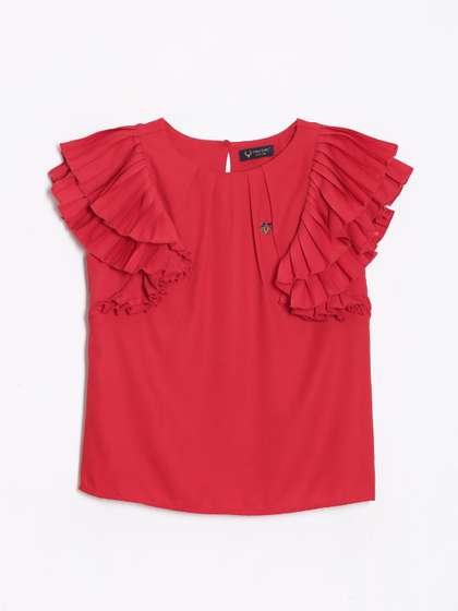 Allen Solly Girls
                      Cotton Round Neck Flutter Sleeve Boxy Top