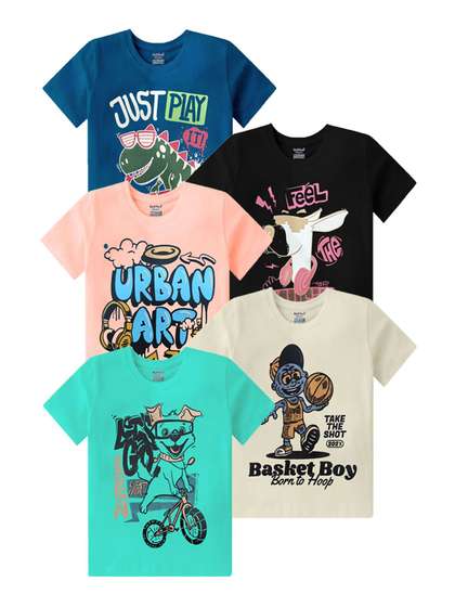 Kiddeo Boys 5 Printed
                    T-shirt