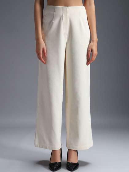 Zastraa Women Relaxed
                      Wide Leg High-Rise Trousers