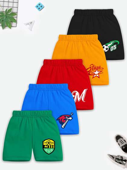 YK X Trampoline Kids
                    Pack of 5 Typography Printed Shorts