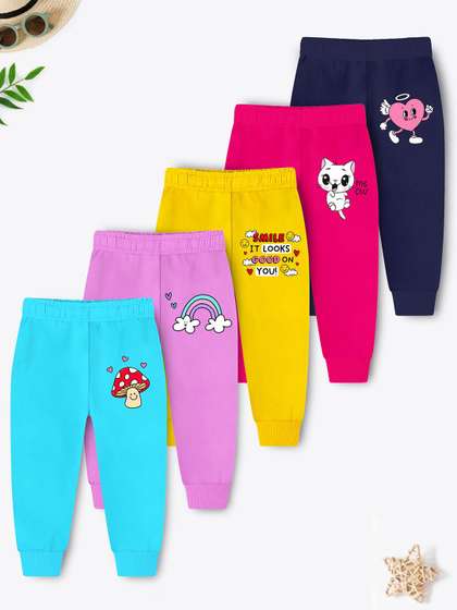 YK X Trampoline Girls
                    Pack Of 5 Printed Cotton Joggers
