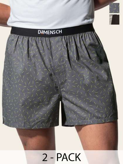 DAMENSCH Pack Of 2
                          Printed Pure Cotton Mid Rise Ultra-Light
                          Boxers IB1002-MX2256