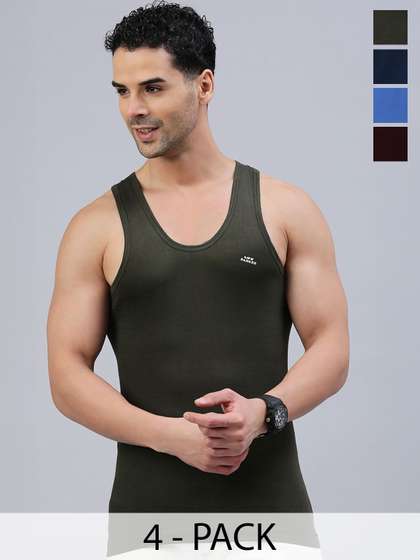 LUX PARKER Pack Of 4
                        Pure Cotton Basic Vests LUX_PARKER_COL_RN_4PC