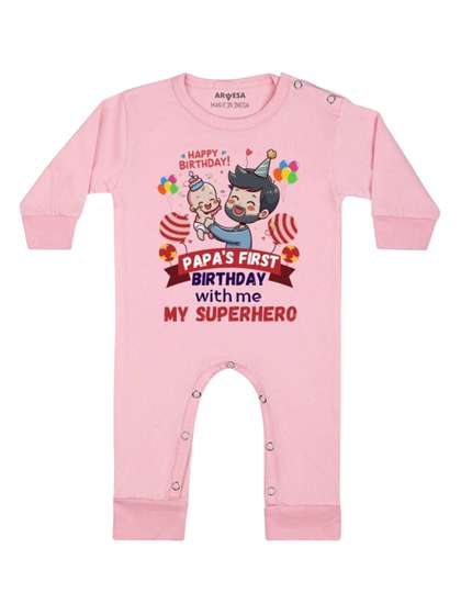 Arvesa Kids Papa First
                    Birthday With Me Printed Baby Romper
