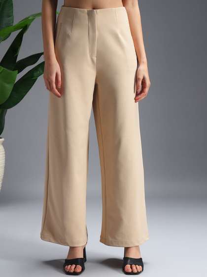Zastraa Women
                        Relaxed Straight Leg Straight Fit High-Rise
                        Parallel Trousers