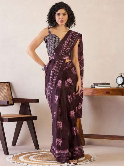 Anouk Rustic Ready
                        to Wear Bagru Saree