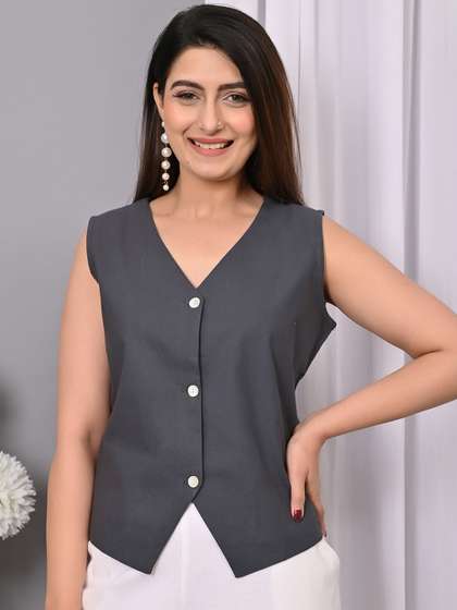 VYMO V-Neck
                        Sleeveless Waistcoat