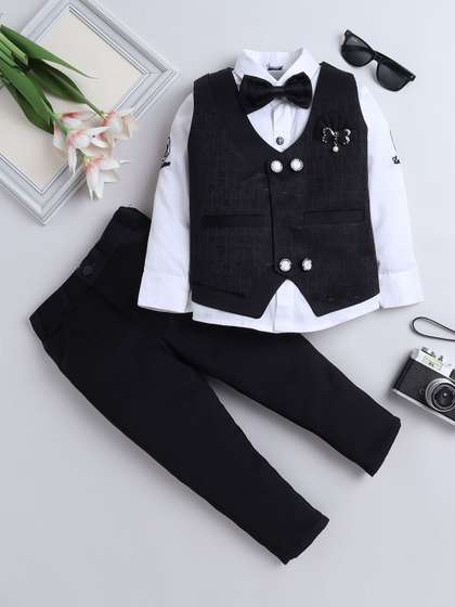 BAESD Boys Printed
                    Single-Breasted Three-Piece Suit