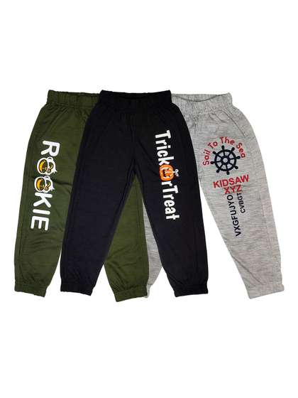 Surfbae Kids Pack Of 3
                      Typography Printed Cotton Dri-FIT Joggers