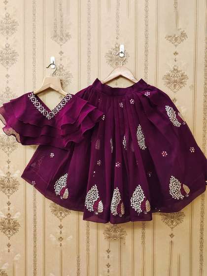 BAESD Girls
                          Embellished Thread Work Ready to Wear Lehenga
                          & Choli