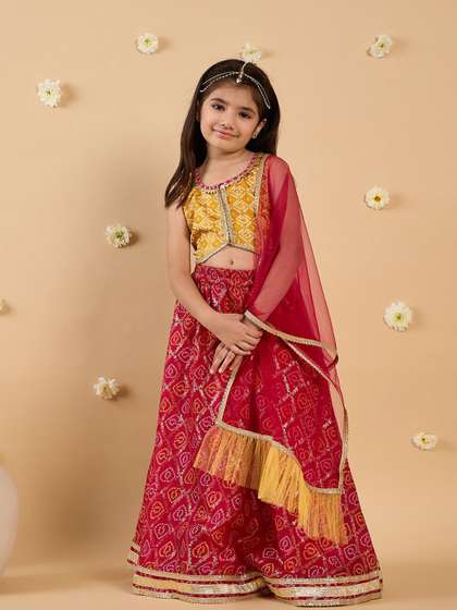 pspeaches Girls
                        Printed Ready to Wear Lehenga & Blouse With
                        Dupatta