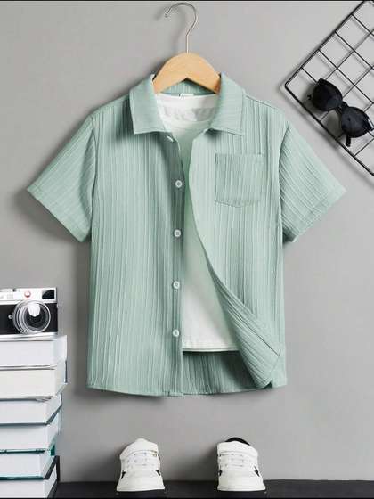 BAESD Boys Standard
                    Bengal Stripes Opaque Striped Party Shirt