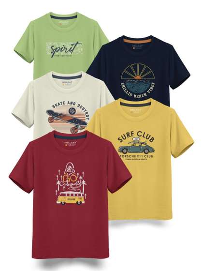 HELLCAT Boys Typography
                    5 Printed T-shirt
