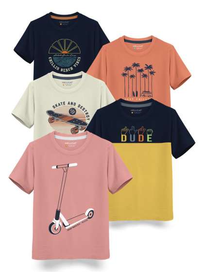 HELLCAT Boys Typography
                    5 Printed T-shirt