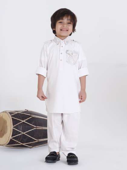 Ministitch Boys Ethnic
                    Motifs Printed Regular Pure Cotton Kurta with
                    Pyjamas
