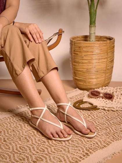 CAI White Strings
                        Ankle Flats