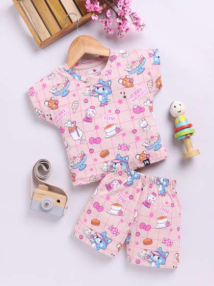 YK X Minute Mirth Infant
                    Girls Tom & Jerry Printed Pure Cotton T-shirt
                    With Shorts