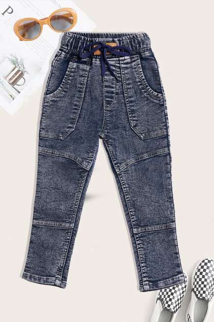 YK Boys Jogger High-Rise
                    Light Fade Embroidered Jeans