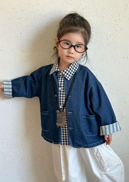 LULU & SKY without Crop Denim Jacket with Patchwork
