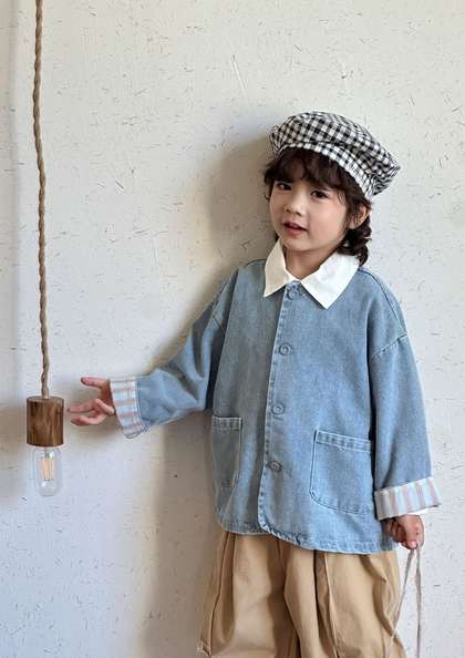 LULU & SKY Washed without Longline Denim Jacket