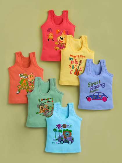 Mega style Infants
                      Pack Of 6 Assorted Printed Pure Cotton Vests
                      MS-3100-P6_05-0-3M