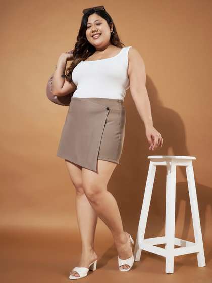 Purple Feather Plus
                        Size Ribbed Mini Skort
