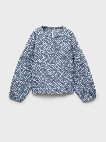 Mango Kids Girls Floral
                    Printed Puff Sleeve Top