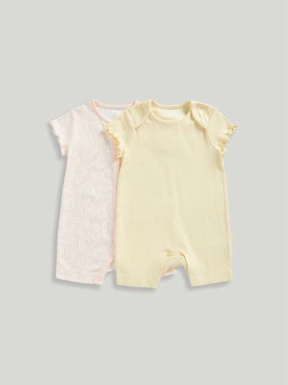 mothercare Girls Pack
                      of 2 Printed Cotton Rompers
