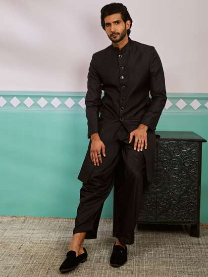 VASTRAMAY Woven Self
                        Design Sherwani Set