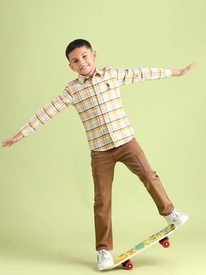 U.S. Polo Assn. Kids
                    Boys Tartan Checked Pure Cotton Casual Shirt