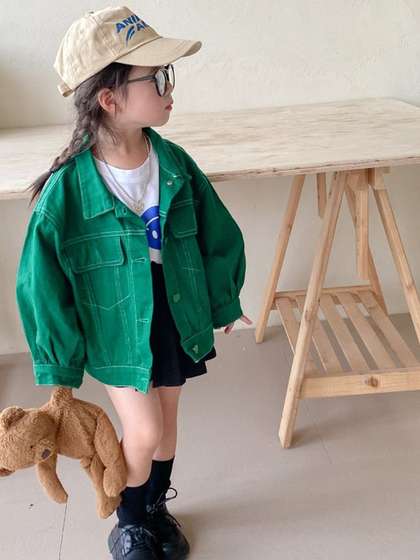 LULU & SKY Washed Colourblocked without Crop Denim Jacket with