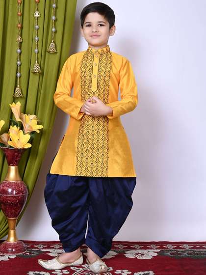 Cae Boys Ethnic Motifs
                    Embroidered Regular Dupion Silk Kurta with Patiala