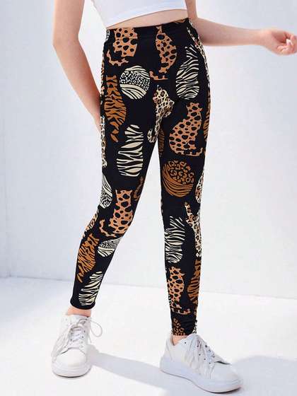 INCLUD Girls Animal
                    Printed Mid-Rise Ankle-Length Leggings