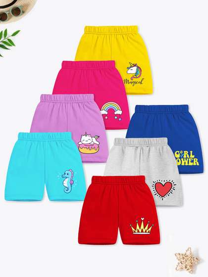 YK X Trampoline Girls
                      Pack of 7 Graphic Printed Shorts