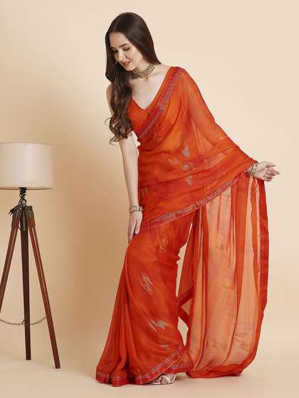 RATAN Women Shimmer
                        Chiffon Printed Saree With Unstitched Blouse
                        Piece