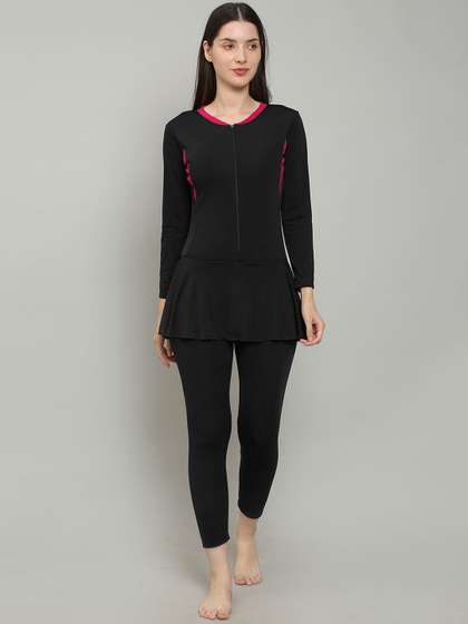 MEGASKA
                        Colourblocked Full length Padded Swimming Dress