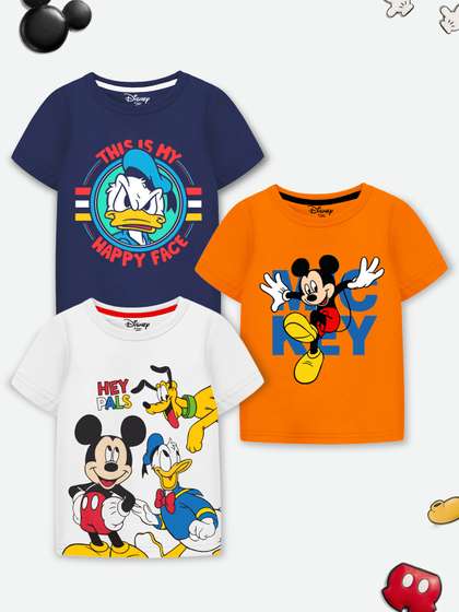 YK Disney Boys Pack of 3
                    Mickey & Friends Graphic Printed T-Shirts