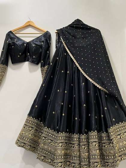 Kedar Fab
                        Embroidered Thread Work Semi-Stitched Lehenga
                        & Unstitched Blouse With Dupatta