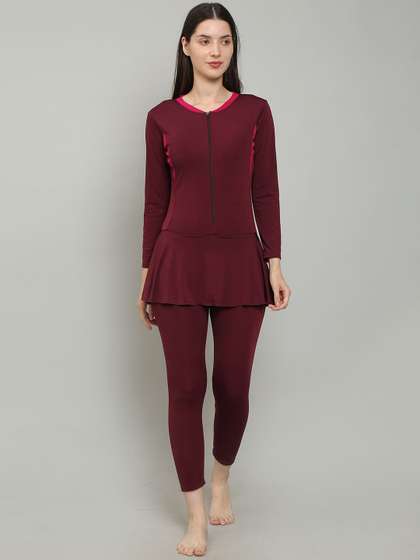 MEGASKA
                        Colourblocked Full length Padded Swimming Dress