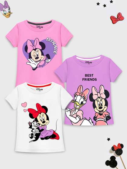 YK Disney Girls Pack of
                    3 Minnie & Daisy Graphic Printed T-Shirt