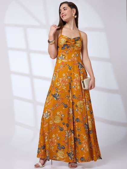 Globus Sweetheart
                          Neck Strappy Shoulder Floral Print Flared Hem
                          Fusion Jumpsuit