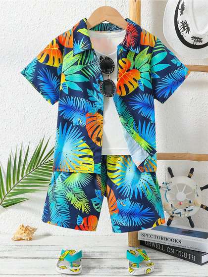 Arshia Fashions Boys
                    Printed Short Sleeves Shirt With Shorts