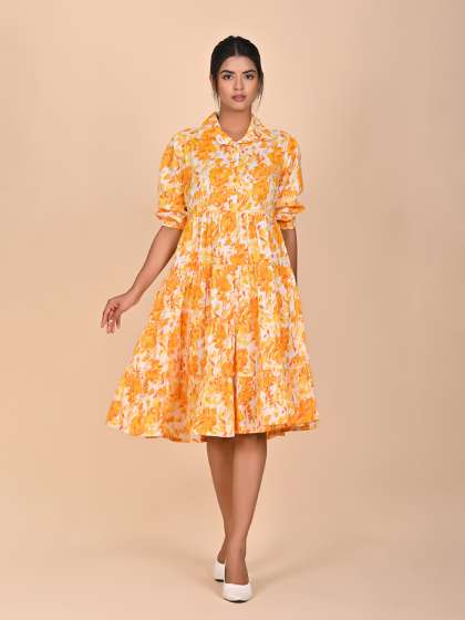 Rashmi Shree Creation Women Cotton Floral Printed Fit & Flare Midi Dress