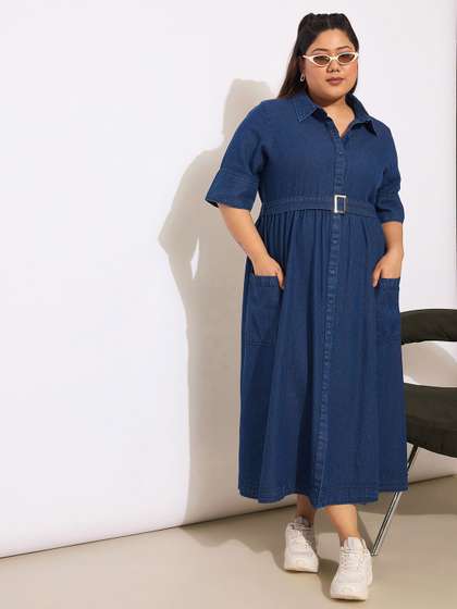 SASSAFRAS Curve Plus
                        Size Shirt Midi Dress