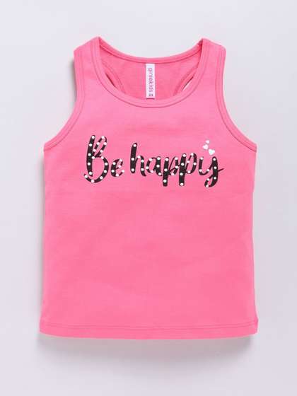 Ginie Girls Typography
                    Printed Round Neck Top